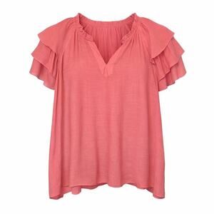 Nanette Nanette Lepore Blouse Womens Size XL Pink Tiered Ruffle Sleeves NWT